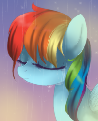 Size: 605x748 | Tagged: dead source, safe, artist:loyaldis, rainbow dash, pegasus, pony, crying, eyes closed, female, rain, sad, solo