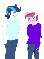 Size: 2448x3264 | Tagged: safe, artist:haileywithani, prince bolero, princess cadance, shining armor, human, gay, half r63 shipping, humanized, male, pony coloring, rule 63, shiningcadance, shipping