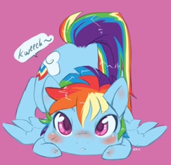 Size: 850x818 | Tagged: safe, artist:mlpfwb, rainbow dash, pegasus, pony, blushing, chibi, cute, moe, younger