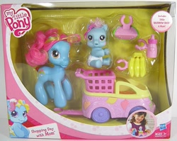 Size: 753x600 | Tagged: safe, rainbow dash, rainbow dash (g3), g3, g3.5, box, newborn rainbow dash, official, rainbow mom, shopping, toy