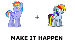 Size: 1337x796 | Tagged: safe, rainbow blaze, rainbow dash, pegasus, pony, mentally advanced series, games ponies play, exploitable meme, make it happen