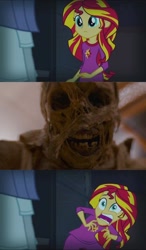 Size: 596x1024 | Tagged: safe, sunset shimmer, equestria girls, rainbow rocks, doctor who, exploitable meme, meme, mummy on the orient express, sunset screamer, the foretold