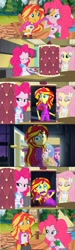 Size: 806x2688 | Tagged: safe, edit, edited screencap, screencap, dean cadance, fluttershy, pinkie pie, princess cadance, princess celestia, principal celestia, sunset shimmer, equestria girls, friendship games, legend of everfree, rainbow rocks, cake, crossing the memes, discovery kids, exploitable meme, food, image macro, inside the cake meme, meme, memeception, pinkie's refrigerator, sunset screamer, sunset sees things, time paradox, we need to go deeper