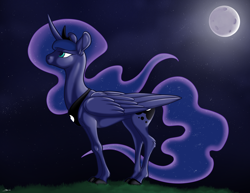 Size: 3300x2550 | Tagged: safe, artist:princessspectrum, princess luna, alicorn, pony, crown, jewelry, moon, night, peytral, regalia, solo