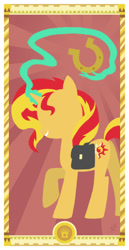 Size: 400x775 | Tagged: safe, artist:janeesper, sunset shimmer, pony, unicorn, horseshoes, minimalist, queen of batons, queen of clubs, solo, tarot card