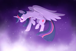 Size: 900x600 | Tagged: safe, artist:kodabomb, derpibooru import, twilight sparkle, twilight sparkle (alicorn), alicorn, pony, female, flying, mare, solo