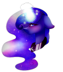 Size: 2500x2860 | Tagged: safe, artist:ohlittlecupcake, princess luna, alicorn, pony, blushing, floppy ears, glowing horn, magic, simple background, solo, transparent background