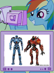 Size: 439x600 | Tagged: safe, rainbow dash, pegasus, pony, crimson typhoon, exploitable meme, gipsy danger, pacific rim, toy, tv meme