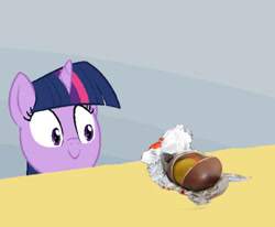 Size: 542x447 | Tagged: safe, derpibooru import, twilight sparkle, evil, exploitable meme, kinder egg, meme, solo, spilled milk, twilight's kinder egg