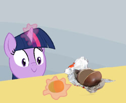 Size: 542x447 | Tagged: safe, derpibooru import, twilight sparkle, evil, exploitable meme, kinder egg, meme, solo, spilled milk, twilight's kinder egg