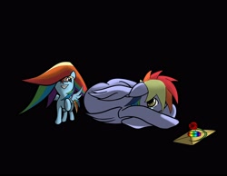 Size: 3600x2800 | Tagged: safe, artist:blackstaress, rainbow blaze, rainbow dash, pegasus, pony, blue coat, female, mare, multicolored mane