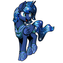 Size: 1024x1024 | Tagged: dead source, safe, artist:ponedraws, princess luna, alicorn, pony, armor, female, mare, open mouth, simple background, solo