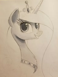 Size: 960x1280 | Tagged: safe, artist:ncmares, princess cadance, alicorn, pony, grayscale, monochrome, solo, traditional art