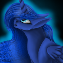 Size: 768x768 | Tagged: safe, artist:zenthoxthedragon, princess luna, alicorn, pony, gradient background, solo