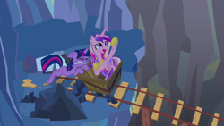 Size: 1280x720 | Tagged: safe, screencap, princess cadance, twilight sparkle, alicorn, pony, a canterlot wedding, minecart