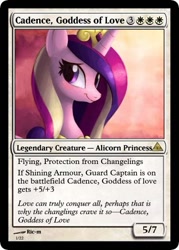 Size: 375x523 | Tagged: safe, artist:magicbronie24, artist:ric-m, edit, princess cadance, alicorn, pony, card, ccg, magic the gathering, solo, trading card, trading card edit