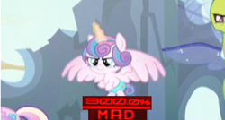 Size: 1274x683 | Tagged: safe, edit, edited screencap, editor:watermelon changeling, screencap, princess cadance, princess flurry heart, alicorn, changedling, changeling, pony, to where and back again, 200% mad, angry, baby, baby pony, diaper, fury heart, meme