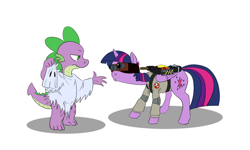 Size: 1280x767 | Tagged: safe, artist:bookofsketch, derpibooru import, spike, twilight sparkle, twilight sparkle (alicorn), alicorn, ghost, pony, bedsheet ghost, clothes, costume, female, ghostbusters, mare, mlpgdraws, nightmare night, nightmare night costume