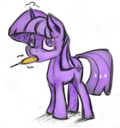 Size: 686x732 | Tagged: safe, artist:post-it, derpibooru import, twilight sparkle, colored sketch, corndog, sketch, solo