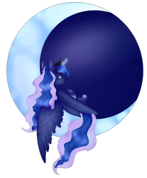 Size: 3585x4333 | Tagged: safe, artist:radiadiart, princess luna, alicorn, pony, absurd resolution, crescent moon, moon, simple background, solo, spread wings, tangible heavenly object, transparent background