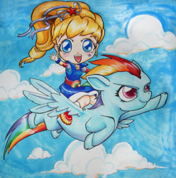 Size: 900x909 | Tagged: safe, artist:limpinggnome, rainbow dash, pegasus, pony, rainbow brite, traditional art, wisp