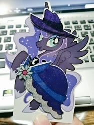 Size: 720x960 | Tagged: safe, artist:akainu_pony, princess luna, clothes, craft, dress, irl, keyboard, papercraft, photo, solo