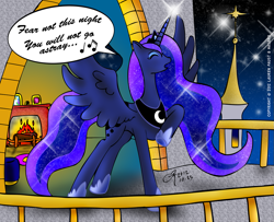 Size: 1025x832 | Tagged: safe, artist:arconius, princess luna, alicorn, pony, night, singing, solo