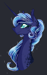 Size: 762x1203 | Tagged: safe, artist:australian-senior, princess luna, alicorn, pony, bust, gray background, simple background, solo