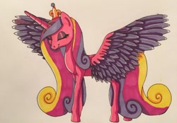 Size: 1023x713 | Tagged: safe, artist:serra20, princess cadance, alicorn, pony, feather, markers, prismacolors, shading, solo, traditional art