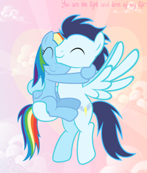 Size: 1024x1201 | Tagged: safe, artist:bubblestormx, rainbow dash, soarin', pegasus, pony, female, male, shipping, soarindash, straight, vector