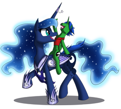 Size: 1500x1356 | Tagged: safe, artist:bonaxor, princess luna, oc, alicorn, pony, alicorn oc, canon x oc, female, male, mare, open mouth, ponies riding ponies, riding, shipping, simple background, stallion, transparent background