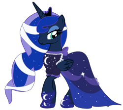 Size: 1049x941 | Tagged: safe, artist:burningflamemc, princess luna, alicorn, pony, clothes, crown, dress, jewelry, looking at you, raised hoof, regalia, simple background, solo, transparent background