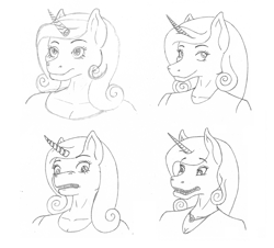 Size: 1000x902 | Tagged: safe, artist:cosaco, princess cadance, anthro, collar, monochrome, pencil drawing, practice, practice drawing, practice sketch, sketch, smiling, traditional art