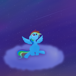 Size: 2000x2000 | Tagged: safe, artist:ikyukyu, rainbow dash, pegasus, pony, shooting star, solo, stars