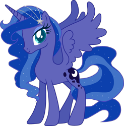 Size: 2517x2554 | Tagged: safe, artist:otakuchicky1, princess luna, alicorn, pony, looking at you, missing accessory, missing shoes, simple background, solo, transparent background