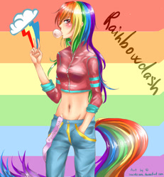 Size: 1200x1300 | Tagged: safe, artist:sakido, rainbow dash, humanized, pixiv, tailed humanization