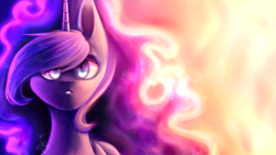 Size: 2180x1226 | Tagged: safe, artist:prettyshinegp, princess luna, alicorn, pony, galaxy mane, looking at you, open mouth, solo, wallpaper