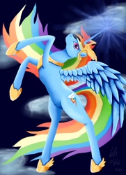 Size: 680x940 | Tagged: safe, artist:phenri, rainbow dash, alicorn, pony, alicornified, race swap, rainbowcorn