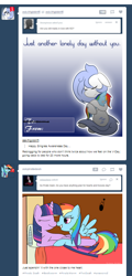 Size: 330x685 | Tagged: safe, rainbow dash, oc, oc:frigid drift, pegasus, pony, anti-shipping, exploitable meme, female, heartbreak, juxtaposition, juxtaposition win, lesbian, pirate dash, shipping, tumblr, twidash