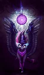 Size: 1024x1727 | Tagged: safe, artist:thespectral-wolf, derpibooru import, midnight sparkle, sci-twi, twilight sparkle, equestria girls, friendship games, equestria girls ponified, ponified, solo