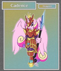 Size: 1688x1950 | Tagged: safe, artist:brownie-bytes, princess cadance, anthro, unguligrade anthro, armor, dragoon, final fantasy, solo, spear, weapon
