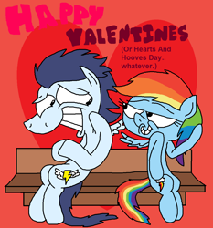 Size: 1039x1113 | Tagged: safe, artist:jazo123, rainbow dash, soarin', pegasus, pony, female, hearts and hooves day, male, shipping, soarindash, straight, valentine's day