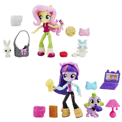 Size: 500x500 | Tagged: safe, derpibooru import, angel bunny, fluttershy, pinkie pie, sci-twi, spike, spike the regular dog, twilight sparkle, dog, equestria girls, computer, doll, equestria girls minis, laptop computer, official, toy