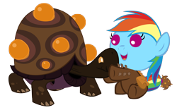 Size: 6400x4000 | Tagged: safe, artist:beavernator, rainbow dash, tank, pegasus, pony, crossover, filly, foal, starcraft, starcraft 2, swarm host, zerg