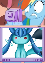 Size: 508x696 | Tagged: safe, rainbow dash, incubator (species), pegasus, pony, exploitable meme, glaceon, kyubey, pokémon, puella magi madoka magica, tv meme