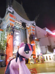 Size: 1280x1707 | Tagged: source needed, useless source url, safe, artist:pmbsakura37, derpibooru import, twilight sparkle, california, grauman's chinese theatre, hollywood, irl, photo, plushie