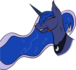 Size: 1024x949 | Tagged: safe, artist:taylorgans, princess luna, alicorn, pony, anatomically incorrect, bust, eyes closed, female, happy, mare, portrait, sidemouth, simple background, smiling, solo, transparent background