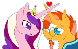 Size: 636x400 | Tagged: safe, artist:anxiouslilnerd, princess cadance, sunburst, alicorn, pony, crack shipping, digital art, eye contact, heart, horns are touching, infidelity, lidded eyes, looking at each other, meme, open mouth, shipping, simple background, smiling, speedpaint, sundence, transparent background