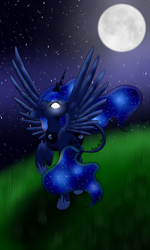 Size: 1024x1706 | Tagged: safe, artist:marsh-mal-oh, princess luna, alicorn, pony, alicorn princess, children of the night, improvement, looking up, princess, solo, the magic of night