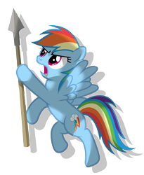 Size: 4658x5686 | Tagged: safe, artist:austiniousi, rainbow dash, pegasus, pony, absurd resolution, simple background, solo, spear, transparent background, vector